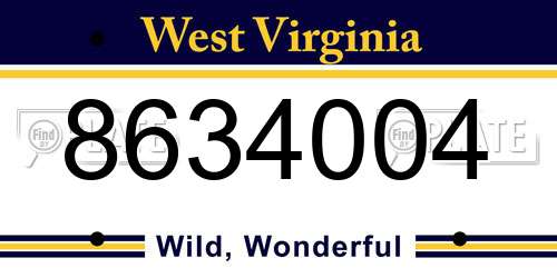 8634004 West Virginia License Plate