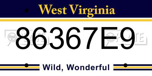 86367E9 West Virginia License Plate