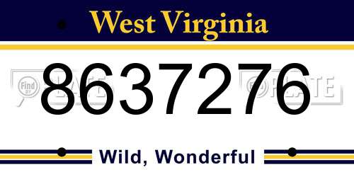 8637276 West Virginia License Plate