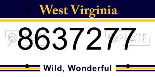 8637277 West Virginia License Plate