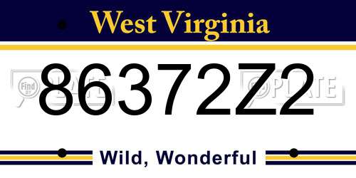 86372Z2 West Virginia License Plate