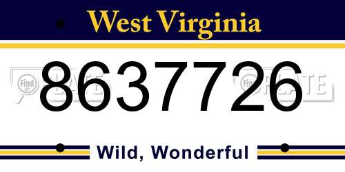 8637726 West Virginia License Plate