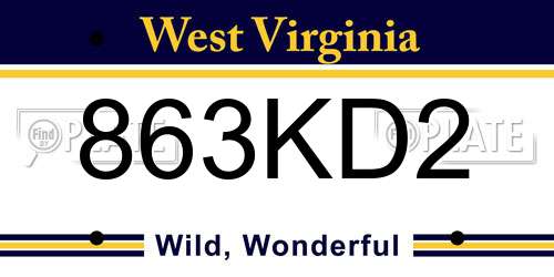 863KD2 West Virginia License Plate