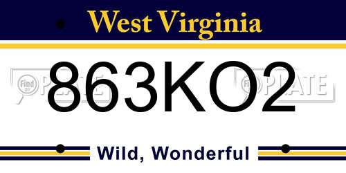 863KO2 West Virginia License Plate
