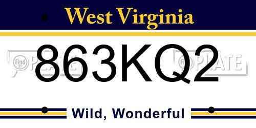 863KQ2 West Virginia License Plate