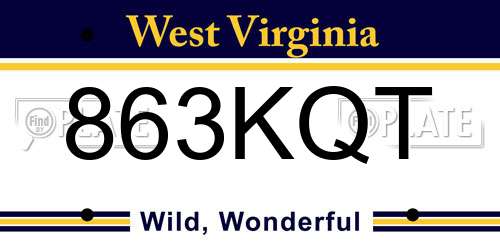 863KQT West Virginia License Plate