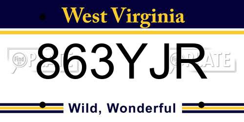 863YJR West Virginia License Plate