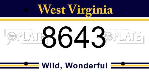 8643 West Virginia License Plate