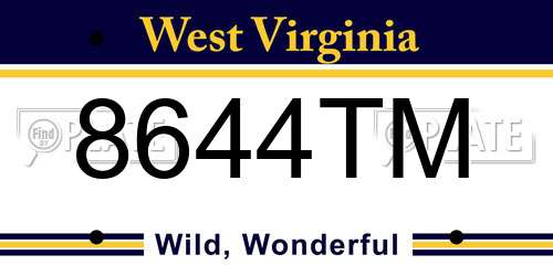 8644TM West Virginia License Plate