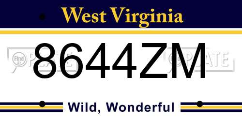 8644ZM West Virginia License Plate