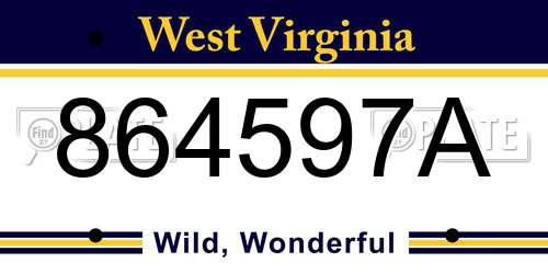 864597A West Virginia License Plate