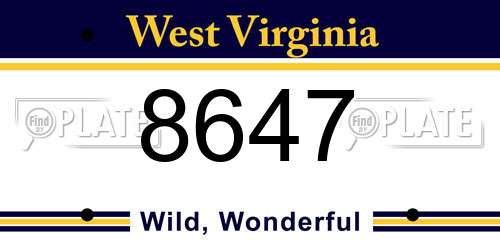 8647 West Virginia License Plate