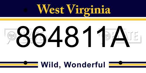 864811A West Virginia License Plate