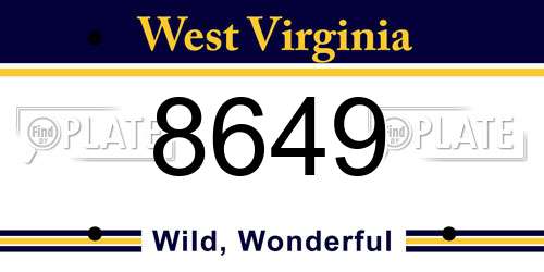 8649 West Virginia License Plate
