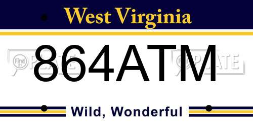 864ATM West Virginia License Plate