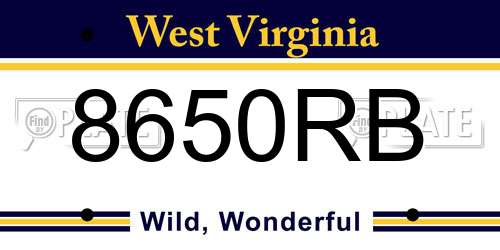 8650RB West Virginia License Plate