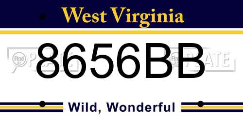 8656BB West Virginia License Plate