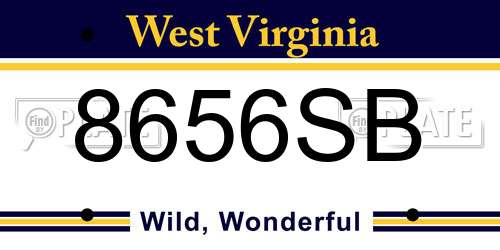 8656SB West Virginia License Plate