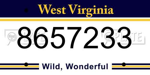 8657233 West Virginia License Plate