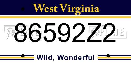 86592Z2 West Virginia License Plate