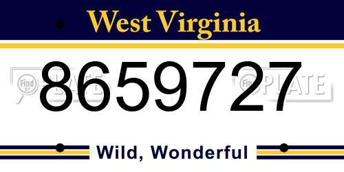 8659727 West Virginia License Plate