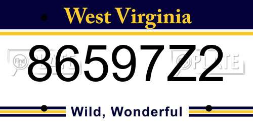 86597Z2 West Virginia License Plate