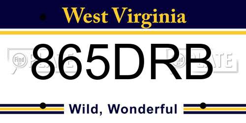 865DRB West Virginia License Plate