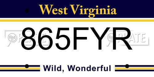 865FYR West Virginia License Plate