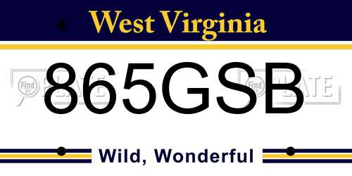 865GSB West Virginia License Plate