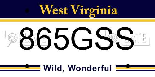 865GSS West Virginia License Plate