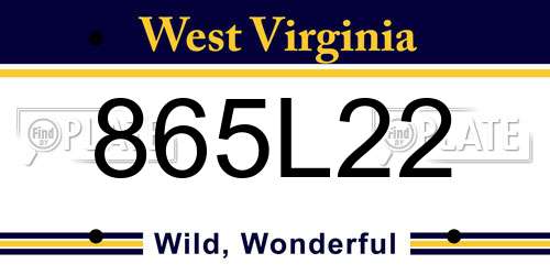 865L22 West Virginia License Plate