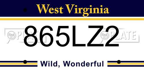865LZ2 West Virginia License Plate