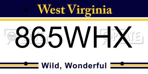 865WHX West Virginia License Plate