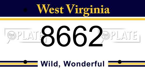 8662 West Virginia License Plate