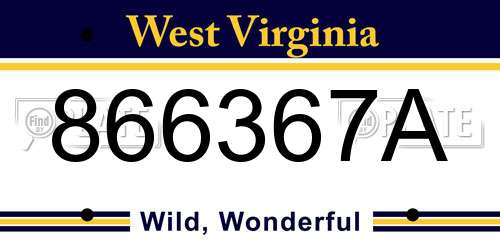 866367A West Virginia License Plate
