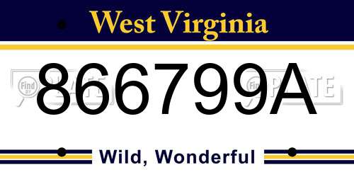 866799A West Virginia License Plate