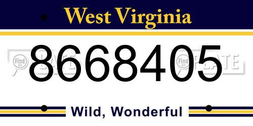 8668405 West Virginia License Plate