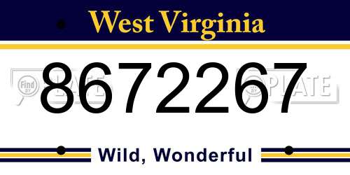 8672267 West Virginia License Plate