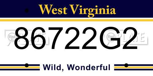 86722G2 West Virginia License Plate