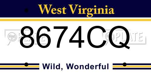 8674CQ West Virginia License Plate