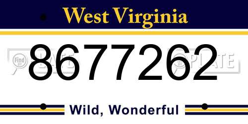 8677262 West Virginia License Plate