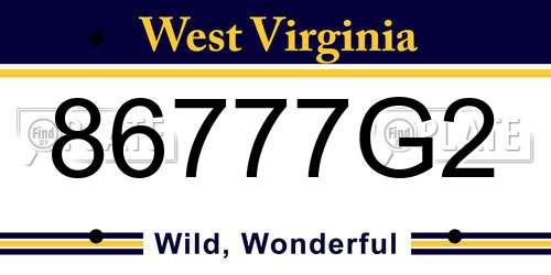 86777G2 West Virginia License Plate