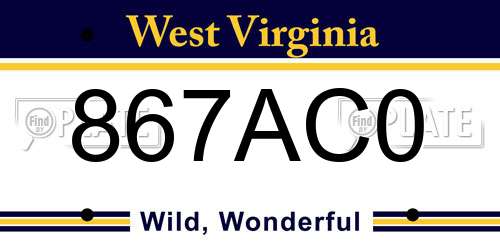 867AC0 West Virginia License Plate