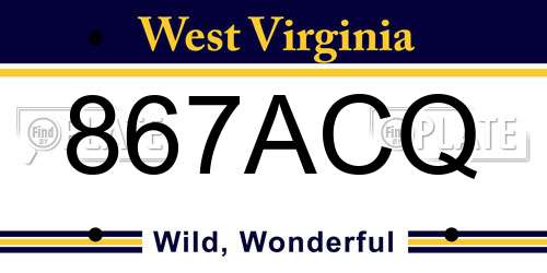 867ACQ West Virginia License Plate