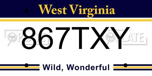 867TXY West Virginia License Plate