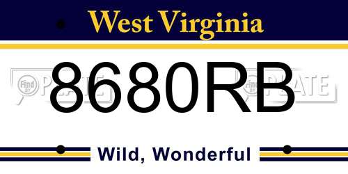 8680RB West Virginia License Plate