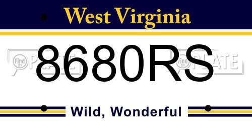 8680RS West Virginia License Plate