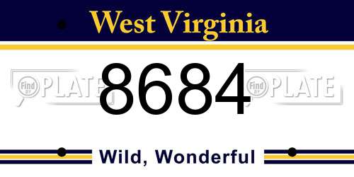 8684 West Virginia License Plate