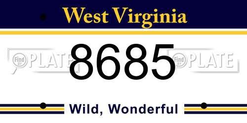 8685 West Virginia License Plate