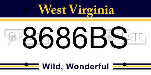 8686BS West Virginia License Plate